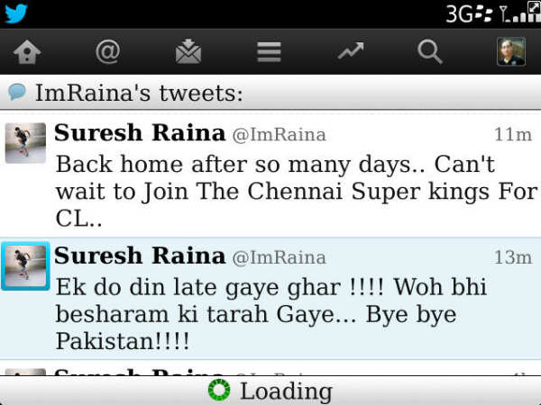 Raina's tweet against rivals Pak harsh Raina's tweet against rivals Pak harsh