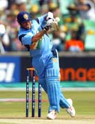 Sachin all set to hook the ball to the boundary